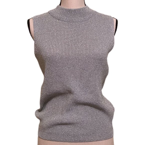 Gardy Tops - Gardy Silver Mock Neck Sleeveless Pullover Shirt M